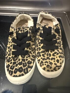 Leopard Print Canvas Sneakers in Tan and Black